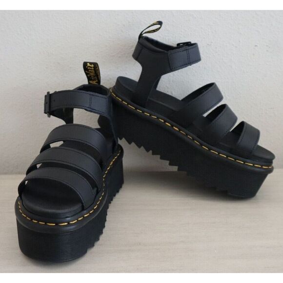 Dr. Martens Women's Sz 7M Black Blaire Quad Platform Gladiator Sandals - Picture 2 of 10